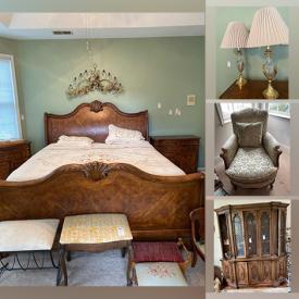 MaxSold Auction: This online auction features a coffee table, buffet, patio set, dresser, end tables, entertainment stand, crystal & glassware, jewelry chest, sewing table, vanity lights, wall art, chandelier, cleaning supplies and much more!