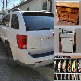 MaxSold Auction: This auction features items like water tank, bike, trailer, cabinet, sink wood stove, ladder, tools, glassware, a tackle box, meat grinder, BBQ grill, tables, fishing poles, pressure washer, carts and much more!