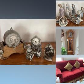 MaxSold Auction: This online auction features furniture, collectibles, glassware, chinaware, Lenox, pewter, Lladro figurines, grandfathers clock, trash bin, rugs and much more!