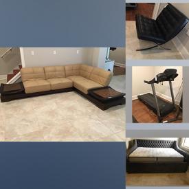 MaxSold Auction: This online auction features sofas, rugs, mini refrigerator, NordicTrack treadmill, oversized barrel chair, desk, media stand, Sofia Vergara king-sized bedframe, lamps, prints, decor and more!