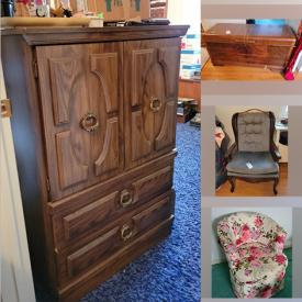 MaxSold Auction: This online auction features dolls, decor, a lazyboy recliner, wall art, shelves, books, records, CDs, furniture including MCM, chairs, mirrors, fabric, sewing supplies, craft supplies, Typewriters, bed frame, china, and much more!