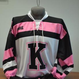 MaxSold Auction: The special Pink in the Rink warm-up jerseys will be worn for pre-game warm-ups at the Friday, October 4, Sunday, October 6, Friday, October 11, and Sunday, October 13 home games. (Game tickets are available at the Rogers K-Rock Centre Box Office.) The jerseys can also be viewed at the new Frontenacs Originals Sports & Apparel Powered by Reebok store at the Rogers K-Rock Centre, open Monday to Friday from 10:00 a.m. to 5:00 p.m. 
