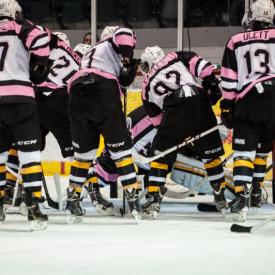 MaxSold Auction: The special Pink in the Rink warm-up jerseys will be worn for pre-game warm-ups at the Friday, October 4, Sunday, October 6, Friday, October 11, and Sunday, October 13 home games. (Game tickets are available at the Rogers K-Rock Centre Box Office.) The jerseys can also be viewed at the new Frontenacs Originals Sports & Apparel Powered by Reebok store at the Rogers K-Rock Centre, open Monday to Friday from 10:00 a.m. to 5:00 p.m. 
