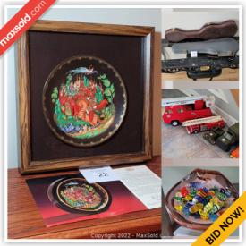 MaxSold Auction: This online auction features antique violin, vintage toys, nesting dolls, art glass, bell collection, vintage train set, vintage wall plaque, porcelain miniature figurines, Blue Jays collectibles, Hoselton art, hand tools, studio pottery, sewing machine, steins, and much, much, more!!