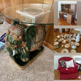 MaxSold Auction: This online auction includes NES console, silverplate, Lenox, Limoges, furniture such as upholstered chairs, Broyhill dresser, Colonial House chair, office desk with hutch, and nightstands, glassware, framed artwork, yard tools, small kitchen appliances, digital cameras, and more!