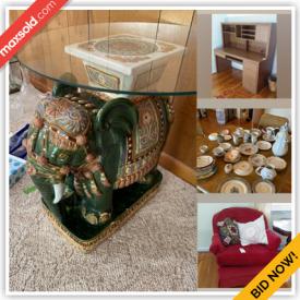 MaxSold Auction: This online auction includes NES console, silverplate, Lenox, Limoges, furniture such as upholstered chairs, Broyhill dresser, Colonial House chair, office desk with hutch, and nightstands, glassware, framed artwork, yard tools, small kitchen appliances, digital cameras, and more!