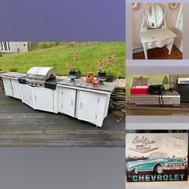 MaxSold Auction: This online auction features jewelry, vintage doll, Pfaltzgraff, wall art, accessories, books, kitchenware, small kitchen appliances, plexiglass, furniture such as a vanity, settee, Ethan Allen dresser, Charbroil grill with cabinets and more!