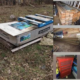 MaxSold Auction: This online auction features spruce 2x6 lumber, utility trailer, hardware, tools, Hitachi drill, jackhammer, Waterloo toolbox, BMW motorcycle accessories, ladders, oak planks, car care tools and more!

