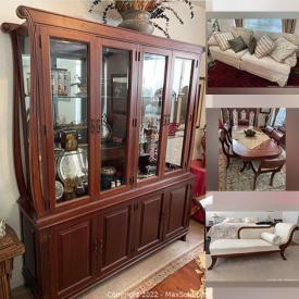 MaxSold Auction: This online auction features dining room table & chairs, dressers, roman couch, desks, nightstands, marble top tables, chairs, corner cabinet, patio furniture and more.