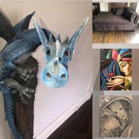 MaxSold Auction: This online auction features daybed, art glass, dragon collectibles, women&#39;s clothing & outerwear, portable ac unit, Asian lacquer cabinet & table, watches, costume jewelry, small kitchen appliances, portable dishwasher, area rugs and much more!