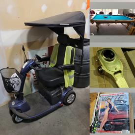 MaxSold Auction: This online auction features pool table, mobility scooter, file cabinets, office chairs, desks, washer, dryer, NIB trailer lights, electric adjustable chair, bedroom set, bar fridge, TV, and  much more.