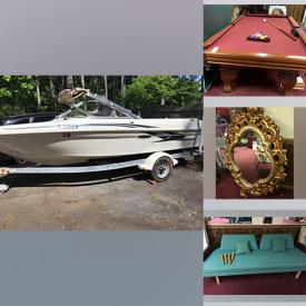 MaxSold Auction: This online auction features a 2001 Sea Ray Boat, china cabinet, MCM chairs, electric chair, barstools, server rack, Doulton China, brewing supplies, office supplies, sewing machine, scuba gear, punching bag, golf clubs, soccer nets, grill, riding mower and much more!