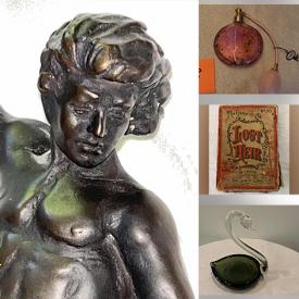 MaxSold Auction: This online auction features jewelry, serger, bronze sculpture, perfume atomizer, Bunnykins, soapstone carving, art glass, decanter, antique books, comics, coins, collectible newspapers, women’s clothing and much more!