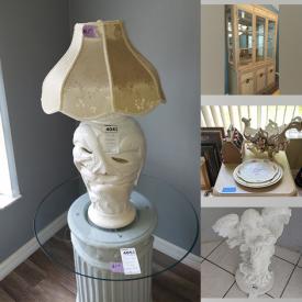 MaxSold Auction: This online auction features Lion Shelving Unit, Flower Art & Lamp, Cream Color Sofa , Glass Top Table, Set Of Dolphine Lamps, Glass Coffee Table, Marble Elephant Statue, Stone Mantle Clock and much more!