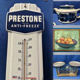 MaxSold Auction: This online auction features Midcentury collectibles, pottery, ceramics, artwork, film cameras, lamps, furniture, vintage kitchen, African masks, art books, wood carvings, and much more.