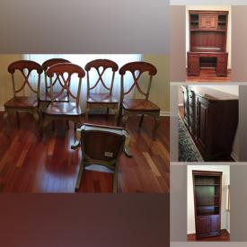 MaxSold Auction: This online auction features wall art, speakers, Dining Chairs, Computer Desk, Mirror, Wire Shelf, Framed Beveled Mirror, Book Shelf, Floor Lamp, cabinet, Wing Back Chair, Post Bed, Top Chest, Kincaid Dresser, Bar Stools, signs and much more!