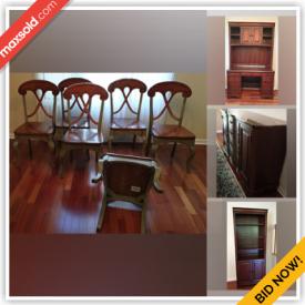 MaxSold Auction: This online auction features wall art, speakers, Dining Chairs, Computer Desk, Mirror, Wire Shelf, Framed Beveled Mirror, Book Shelf, Floor Lamp, cabinet, Wing Back Chair, Post Bed, Top Chest, Kincaid Dresser, Bar Stools, signs and much more!