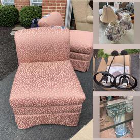 MaxSold Auction: This online auction features Chair, Settee, Storage Hassock, Room Divider, Card Table, Chairs, Storage Drawers, Coat Rack, Folding Chairs, Dish Set, Table Lamps, Appliances, Mirror, Three Rugs, Copper Tub, Sconces Lights, Dinnerware and much more!