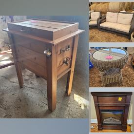 MaxSold Auction: This online auction features screen door, old trunk, cooler, engine stand, table saw, air compressor, freezer, honey bottles, honey extractor, lawnmower, patio furniture, planters, planters, birdbaths, hay feeder, tools, wine barrels, farming tools and much more!