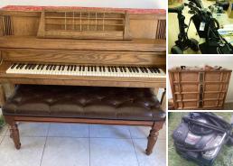 MaxSold Auction: This online auction features side tables, wooden desk, coffee table, dresser, leather recliner, guitar, Wii fit, air conditioner, office supplies, grill, blower and trimmer, chainsaw and much more!