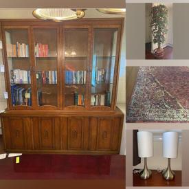 MaxSold Auction: This online auction features furniture such as nightstands, bed frames, coffee table, chairs, bookshelf, sofa, nesting tables and more, decor, small kitchen appliances, books, Shark vacuum, cleaning supplies, weights, Nautilus treadmill and much more!