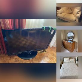 MaxSold Auction: This online auction features various items such as mirrors, art, plates, coins, statue, lamps, frames, posters, cabinets, tv, chair, speaker, desk, tables, tools, clock, books, couch, games, luggage, cushions, dresser, nigh stands, figurines, bags, bed, ladder and much more.