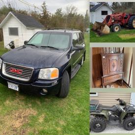 MaxSold Auction: This online auction features a 2008 Buick Envoy, silver plate, collectors plate, ATV, dresser and side table, cedar chest, armoire, buffet, original art, camping & fishing gear, Skil saw, chainsaws, snow blower, generator, lawn care and much more!!!