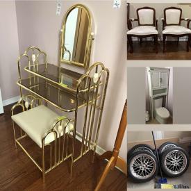 MaxSold Auction: This online auction features chairs, wall art, rugs, tables, patio furniture, decor, TV, Lamps, office chair, filing cabinet, kitchenware, small kitchen appliances, Alfred Meakin dishes, bakeware, treadmill, sewing machine, Glassware, garden tools, mower, tires and much more!