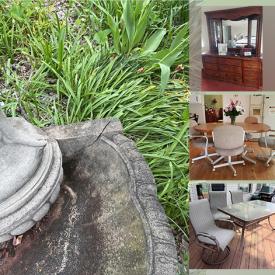 MaxSold Auction: This online auction features garden ornaments, bench table, patio furniture, tools, stool chairs, vintage desk, doll bed, coolers, ladder, hardware tools, bed frames, bike, electric organ, glassware, teacup set, vacuum, paint, gold club, kitchen items, lamps and much more!