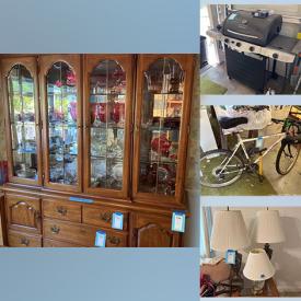 MaxSold Auction: This online auction features furniture such as side tables, vanity, headboard, child&#39;s rocker, desk, chest of drawers, utility cart, BBQ grill, kids bikes, figures, garden tools, battery charger, yardcare tools, lighting, electronics, novelty mugs, jars, Whirlpool washer, Maytag dryer, kitchenware, small kitchen appliances, clothing, books, rug and much more!