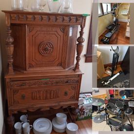 MaxSold Auction: This online auction features furniture such as a wooden dresser, Andrew Malcom Co. cabinet, loveseat, tables and more, electronic drum set, ladder, Royal Doulton figures, crystalware, Minton china, Livestrong elliptical, Rowenta steamer, toys and games, costume jewelry, DVDs, seasonal decor, Wii, ski boots and much more!