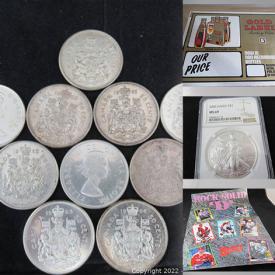 MaxSold Auction: This online auction features coins, banknotes, sports trading cards, LPs, vintage books, vintage toys, sports pennants, vintage perfume bottle, Boyd&#39;s Bears, fishing gear, welding masks, bar signs, advertising posters and much more!