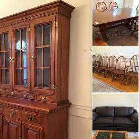 MaxSold Auction: This online auction features China Hutch, Area Rug, Dining Table, Dining Chairs, Painting, Loveseat, Sofa, Dresser, Mirror, Stanley Nightstands, Bed Frame, Linens, Portable AC, Punching Bag, Weight Bench, Wall Art, Fan, Clock and much more!