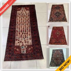 MaxSold Auction: This online auction contains a great variety of rugs. Iranian Vintage Handmade Rugs, All Wool Oriental Tribal Rug, All Silk Oriental Rug, All Silk Oriental Turkish Rug, Antique 1950/60’s Persian Rug and much more!