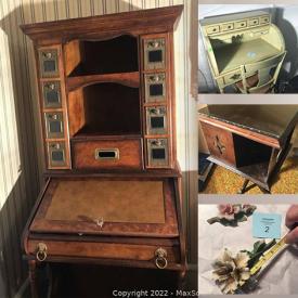 MaxSold Auction: This Charity/Fundraising Online Auction features vintage secretary desk, garden tools, beach chairs, golf clubs, games, Precious Moments, children's books & puzzles, reclining sofa, vintage Pyrex, cedar chest and much more!