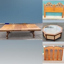 MaxSold Auction: This online auction features dining room furniture, octagonal glass tables, antique dressers, hope chest, adjustable bed, and much more!