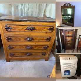 MaxSold Auction: This online auction features magazine racks, bed frames, dolls, dressers, tables, frames, books, mirrors, lamps, figurines, planters, armoires, piano benches, antiques, platters, dishwares, teapots, kitchen utensils, fans, stools and much more!