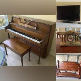 MaxSold Auction: This online auction features armchairs, upright piano, garden table & chairs, TV, clocks, wooden figures, bird figurines, antique china cabinet, area rugs, Dutch cookie molds, art glass and much more!