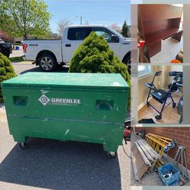 MaxSold Auction: This online auction features a desk with hutch, camouflage gear, walkers, TVs, kitchenware, small kitchen appliances, silverplate, barware, electronics, concrete cutter, cut-off saw, hardware, VHS, measuring tools, clothing, scaffolding, Green Lee storage box and much more!