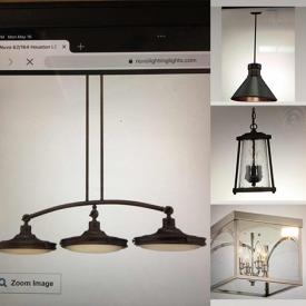 MaxSold Auction: This online auction features various items such as lights, pendants, post lights, outdoor lightings, lamps, wall sconces, ceiling fixtures, bath sconces, chandeliers, linear pendants, and cone pendants, LED pendants, wall lights, leather chairs, armchairs and much more.