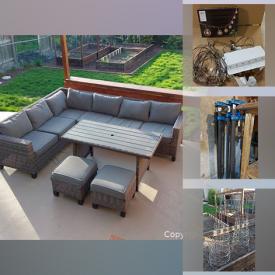 MaxSold Auction: This online auction features patio furniture, yard tools, hand tools, paint supplies, teak bed frame, platform bed, mirror and much more!