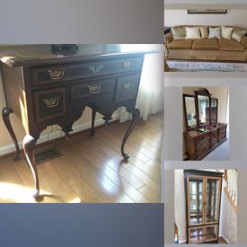 MaxSold Auction: This online auction features side tables, live plants, chest of drawers, coffee table, vases, ashtray, figurines and dishes. Includes end table, ottoman, chairs, rugs and collections of books, office chairs, desk and printers, Pilates machine, Samsung Tv and Curio cabinet. Includes sofa and pillows, dining table and chairs, China cabinet, loveseat and much more!