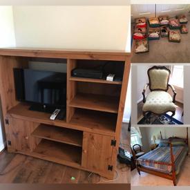 MaxSold Auction: This online auction features entertainment cabinet, stemware, side table, home decors, figurines, sofa, chairs, kitchen items, Christmas decors, dresser, nightstand, bed frames, doll collection, mirror, books, tools and much more!