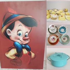 MaxSold Auction: This online auction features fine china, Disney artwork, dishware, ceramics, vintage textile and linens, antique books, cookware, rocking chair, home decor, chandelier and much more!