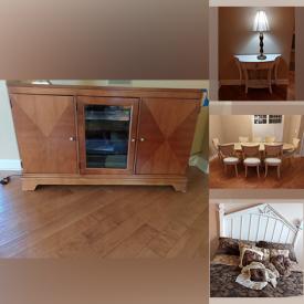 MaxSold Auction: This online auction features furniture such as a dresser, chairs, Henredon dining table, accent tables, Henredon sofa, nightstands, media cabinet and more, custom drapes, linens, Vitamaster treadmill, silk plants, towels, Stairmaster, books and much more!