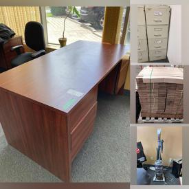 MaxSold Auction: This online auction features furniture such as desks, filing cabinets, couches, office chairs, and storage cabinet, warehouse equipment such as dolly, dock plate, ladders, rack, and shipping cartons and much more!