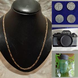 MaxSold Auction: This online auction features coins, gold jewelry, stamps, yarn, original artwork, miniature masks, wicker headboards, vintage sealer jars, DVDs, costume jewelry, Mexican silver jewelry, fabric, vintage postcards and much more!