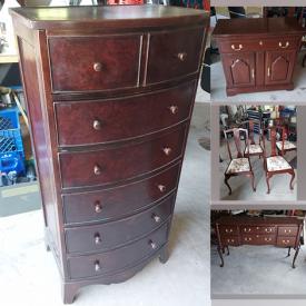 MaxSold Auction: This online auction features Dresser, Dining Table, Lanterns, signs, Server, Dining Chairs, Buffet, Baking pans, Large Vase and much more!