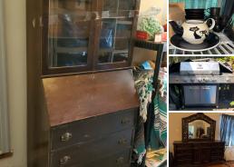 MaxSold Auction: This online auction features Bob&#39;s furniture entertainment dresser, nightstand, hammock chair, foot massager, air fryer, water dispenser, chocolate fountain, bike repair stand, yard tools and much more!