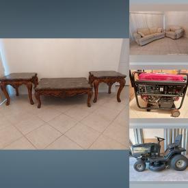 MaxSold Auction: This online auction features generator, bar stools, sofa, riding mower, yard tools, cast iron kettle cauldron, crocks, vintage kitchen tools, BBQ grill, patio furniture, art glass, small kitchen appliances, window AC units, party masks, clay pots, snorkel kit, and much more!